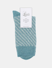 Load image into Gallery viewer, Levante Clara Chevron Crew Sock - Sea Glass