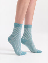 Load image into Gallery viewer, Levante Clara Chevron Crew Sock - Sea Glass