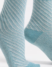 Load image into Gallery viewer, Levante Clara Chevron Crew Sock - Sea Glass