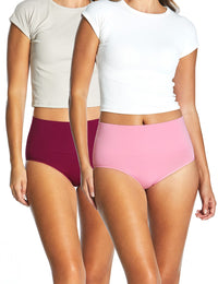 Ambra Seamless Smoothies Full Brief 2PK Azalea/Rouge