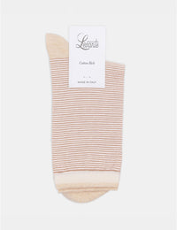 Levante Lina Fine Stripe Crew Sock Fawn