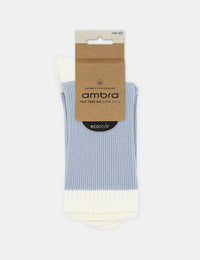 Ambra Two Tone Rib Crew Sock SeaSpray