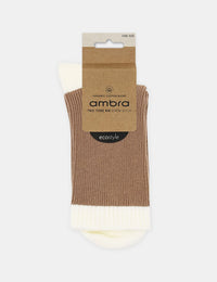 Ambra Two Tone Rib Crew Sock Husk