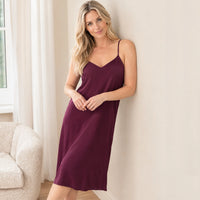 Plum Satin Midi Chemise